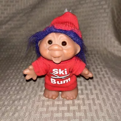 Vintage Dam Things Blue Hair Troll SKI BUM Outfit 1986 5 Inch With Hat • $13.99