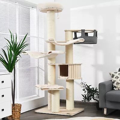 197cm Cat Tree Condo Multi-Level Kitten Activity Tower W/ Sisal Posts • $281.95