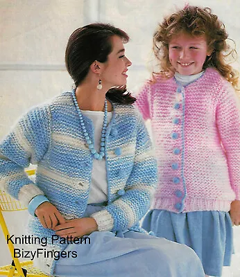 Ladies Girls Quick Easy Jacket Cardigan KNITTING PATTERN Chunky 28 -38  Beginner • £2.15