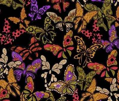 Loralie Designs - Flighty Butterfly Black 🦋 Quilting And Crafting Fabric  • $12.99