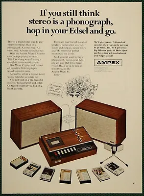 Ampex Micro 85 Stereo Cassette Player Recorder Speakers Vintage Print Ad 1968 • $9.99