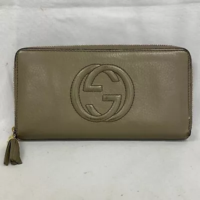 Auth Gucci Zip-Around Long Wallet SOHO Beige 308004 Leather From Japan 230831 • $114.46