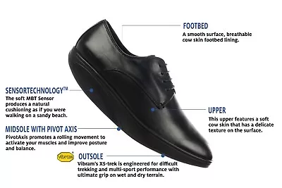 MBT Men's KABISA (2) Plain Toe Oxford (Level 3 Rocker Premium Lthr 3 Colors) • $224.90