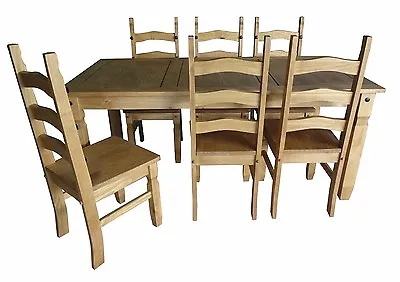 £319.99 • Buy Corona Dining Table And 6 Chairs Set  6'0  Mexican Pine By Mercers Furniture® 