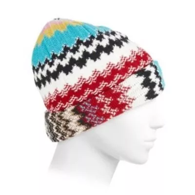 $265 Authentic New Missoni Zig Zag Wool Blend Beanie Hat Turban Red White Black • $69.99