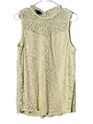 AB Studio Womens Sleeveless Overlay Floral Lace Blouse Size Extra Large (XL) • $14.88