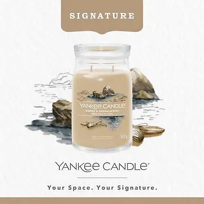 Yankee Candle Signature Large Jar Amber & Sandalwood 2 Wick Scent Gift Decor  • £24.94