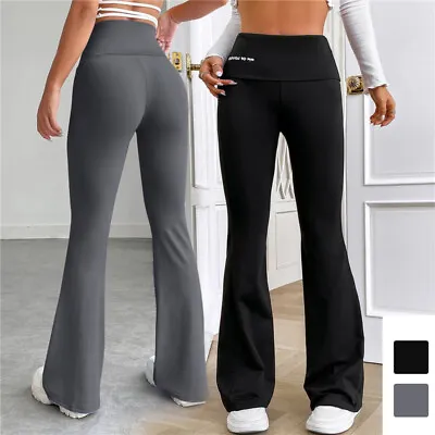 Women Casual Flare Bootcut Yoga Pants Straight Wide Leg High Waist Trousers Gift • £8.99
