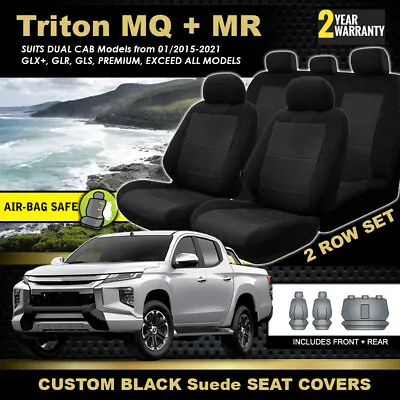 $159 • Buy BLACK Custom Seat Covers Mitsubishi Triton MQ MR Dual CAB 2ROW 1/2015-21 GLS GLX