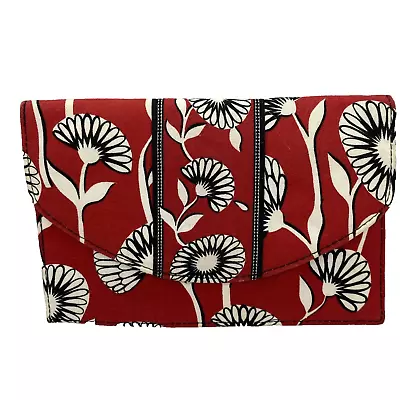 Vera Bradley Houndstooth/Red Floral Deco Daisy Folder Clutch • $19.99