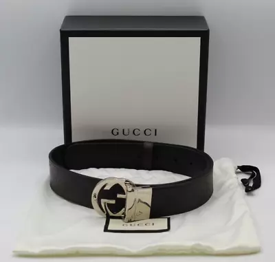 Gucci 36  Black Leather Designer Belt *Pre-owned* FREE SHIPPING • $249.99