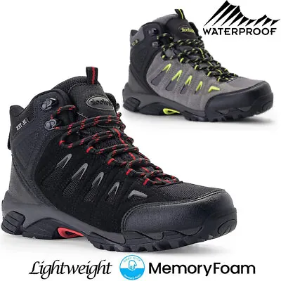 Mens Waterproof Walking Hiking Boots MEMORY FOAM Ankle Running Trainers Shoes • £18.95