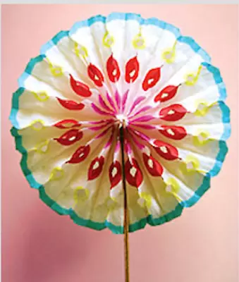 Paper Rosette Fan On Wood Stick Vintage Lot Of 25 Party Favors Rose Fans Japan • $96.65