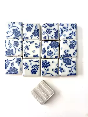 Handmade Blue And White Porcelain Mosaic Tiles - DIY Irregular Free Stone • $8.49