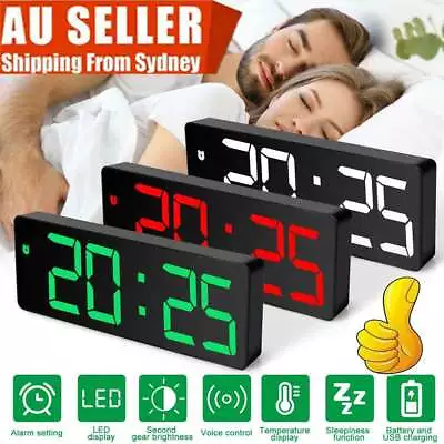 $15.96 • Buy Digital LED Desk Alarm Clock Large Mirror Display USB Snooze Temperature Mode AU