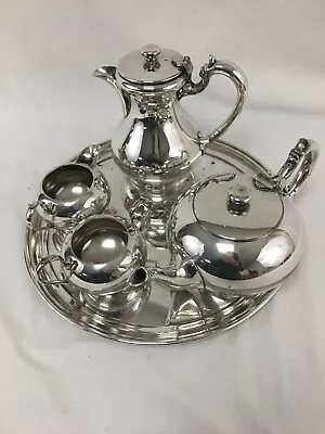 Walker & Hall Silver Plated Art Deco Tea And Coffee Set On A Tray • £36.13