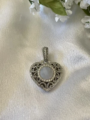 $37 • Buy Judith Ripka 925 Sterling Silver Blue Agate And CZ Heart Enhancer