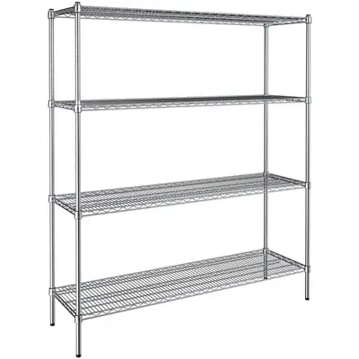 Chrome 4 Tier Wire Shelving Metal Storage Shelf Home Office Kitchen Stand Rack • £189.99