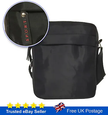 Messenger Bag Cross Body Men's Black Shoulder Utility Travel Work Bag Waterproof • £8.75