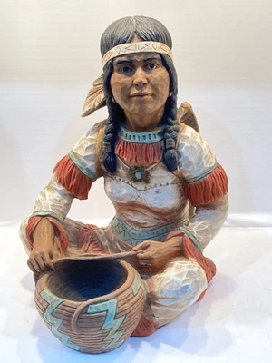 $38 • Buy Universal Statuary Corp. 11.5” Indian Woman And Papoose/ Pot By V. Kendrick 1976