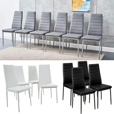 2/4/6 PCS Dining Chairs Set Padded Seat Metal Legs Kitchen Home Restaurant Cafe • £115.95