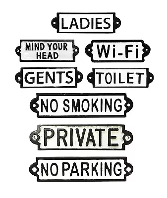 Cast Iron Plates Wall Door Signs Notice Plaque Various Messages Pubs ETC • £5.99