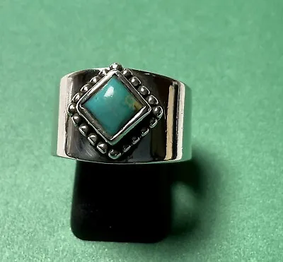 A Vintage Sterling Silver And Turquoise Ring. It Measures A Size 9. • $45