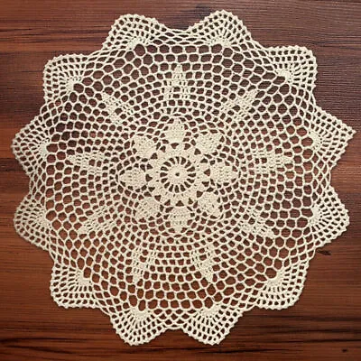 Vintage Hand Crochet Lace Doily Round Table Placemat Flower Tablecloth 35-40cm • £4.79