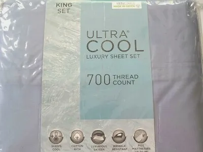 $59.84 • Buy Aq Textiles Ultra Cool Sateen Weave 700tc Blue King Luxury Sheet Set Oeko-tex