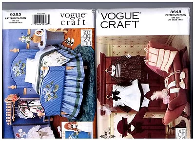 VOGUE 9352 Furniture & 8648 Hat Coat Clothes PATTERNS Doll 18  American Girl  • $38.50