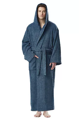 Men's Long Hooded Ankle Length Turkish Cotton Bathrobe Robe • $67