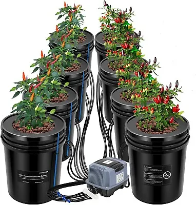 VIVOSUN 8 Bucket  5 Gal DWC Hydroponics Grow System W/ Top Drip Kit • $199.99