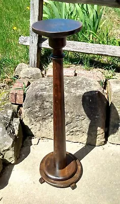 Antique Tall Pedestal Plant Stand Solid Quarter Sawn Oak 1900s • $225