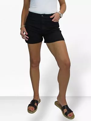 Ladies Summer Denim Slim Fit Shorts Stretch Cotton Jean Style With Turn Up 10-22 • £19.99