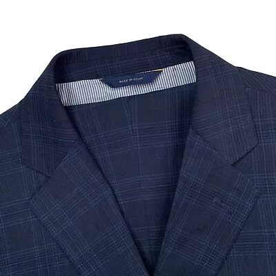 Mens 46 R Brooks Brothers Regent Fit Navy Blue Double Windowpane Wool Blend Suit • $195