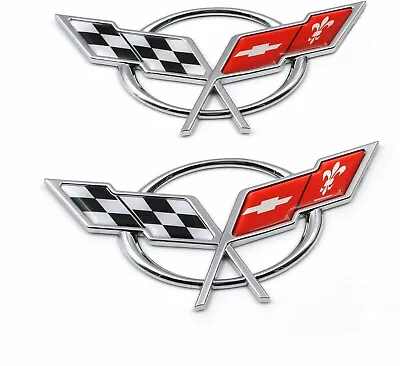 2x For 97-04 Chevy Corvette C5 Emblem Front Rear Badge Flag 19207384 19207385 • $24.35