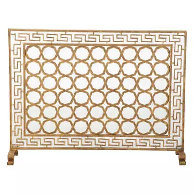 Delamere Design Single Fireplace Screen In Gold Finish With Greek Design • $693