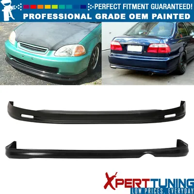 Fits 1996-1998 Honda Civic EK 2 4Dr Mug PP Front + Rear Bumper Lip Spoiler 2PCS • $109.99