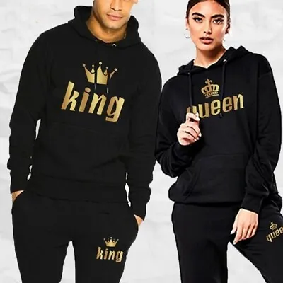 Couple Fashion Tracksuit Queen King Sport Sweatshirt Track Suit Joggers Workout • £48.25