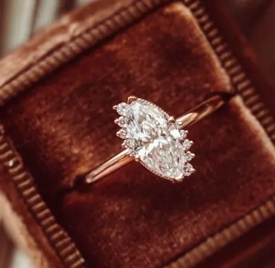 Vintage Marquise Cut Moissanite Rings Art Deco Promise Wedding Ring • $102.25