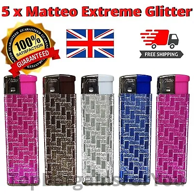 £5.99 • Buy 5 EXTREME GLITTER Electronic Lighters Gas Refillable Full Set Rare Gift Design