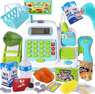 Kids Toy Till Cash Register With Scanner Real Calculator With Light And Sounds • £28.60