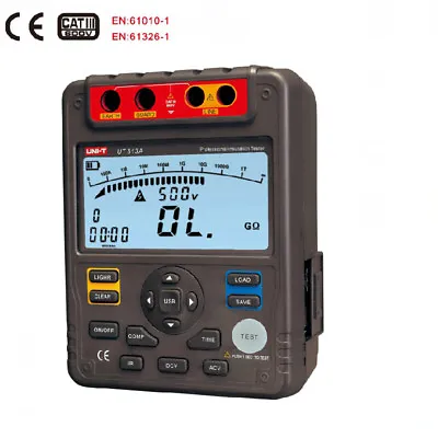 UNI T UT513A Insulation Resistance Tester Megohmmeter Voltmeter 5000V 1000G Ohm  • $490.10