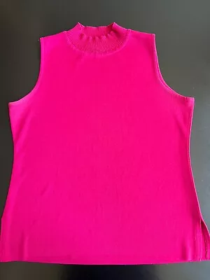 Exclusively Misook Womens Raspberry Pink Top Size Medium Sleeveless Mock Neck • $35