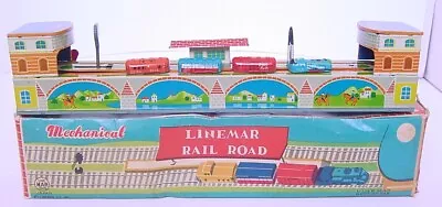 1950s LINE-MAR MARX TOYS JAPAN TIN WIND-UP 12  RAIL ROAD #J-5016 N-MINT BOXED! • $30