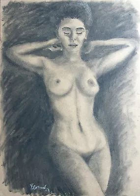 Female Nude Figure #42 Original Charcoal Drawing YSArt Naked Woman A3 • £38.85