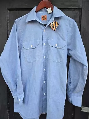 Vtg NEW Single Stitch Wrangler Big Ben Chambray Denim LS Work Shirt FREE US SHIP • $28.95