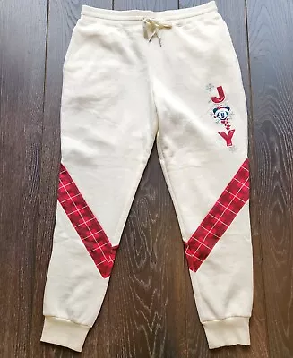 Disney Adult Lounge Pants Mickey Mouse Holiday JOY Joggers Cream Size Large  • $14.95