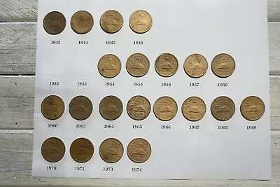 Set Of Mexican 20 Centavos Bronze Coins From 21 Different Years • $95