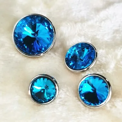 10X Glitter Glass Crystal Button Shiny Rhinestone Accessory For Shirt Sewing DIY • £9.12
